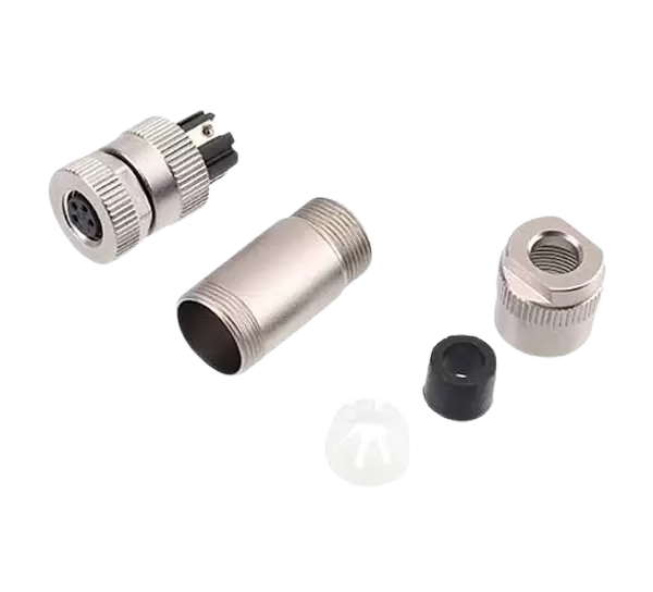 Gerader M8-Buchsenstecker aus Metall (Schraubanschluss)