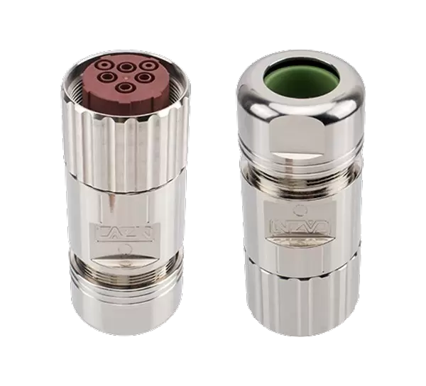 M40-Signal-Stecker mit gerader Buchse aus Metall (Crimp)