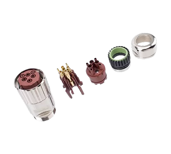 M40-Signal-Stecker mit gerader Buchse aus Metall (Crimp)