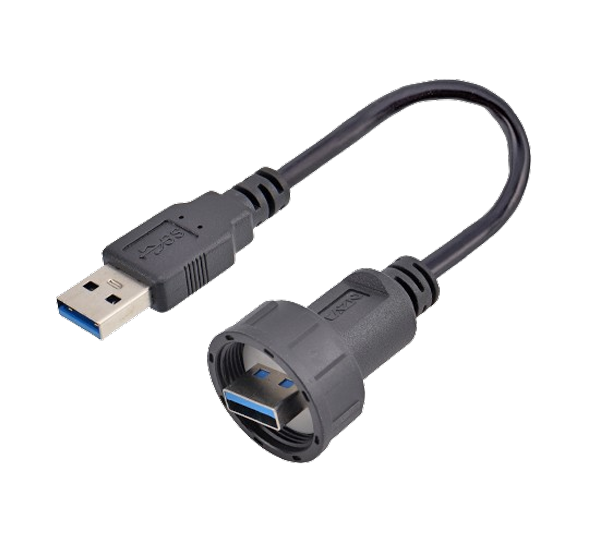 USB-Stecker auf Stecker umspritzt mit Kabel (mit Gewinde)